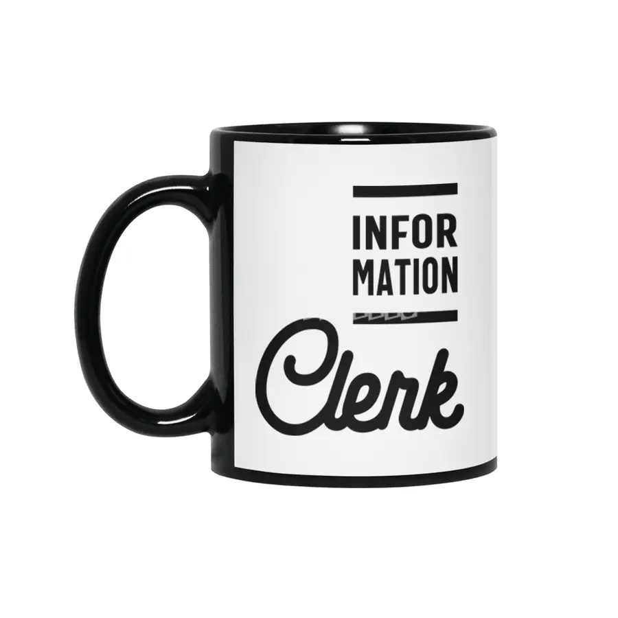 Information Clerk Work Job Title Gift Siyah Kupa