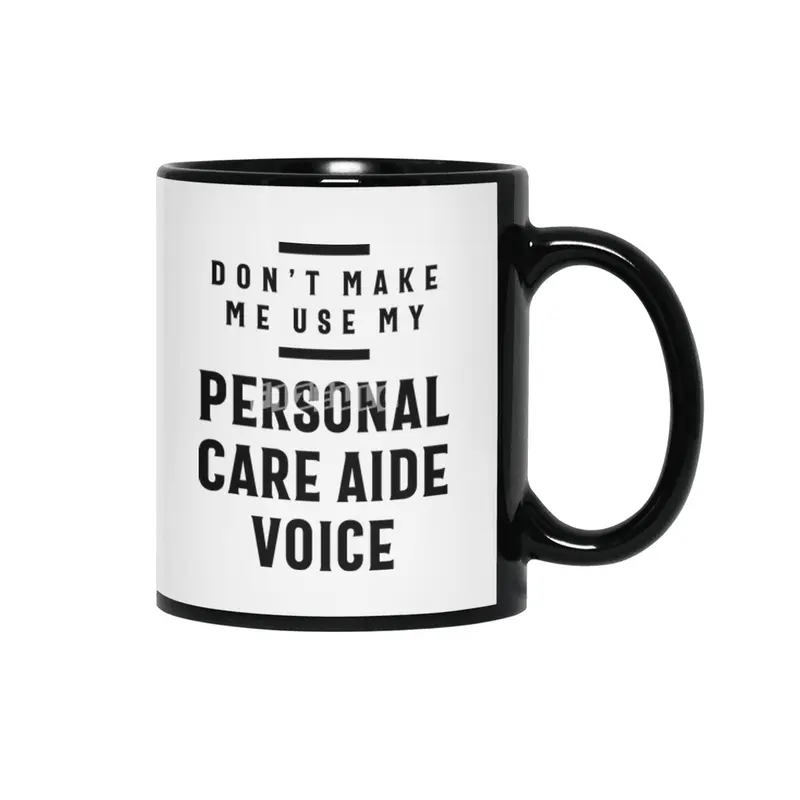 Personal Care AIDE Voice Job Title Gift Siyah Kupa