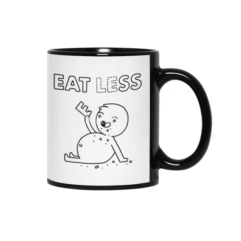 EAT LESS Siyah Kupa