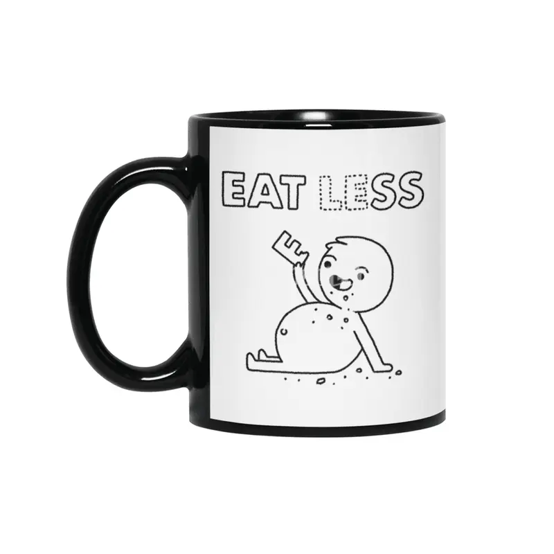 EAT LESS Siyah Kupa