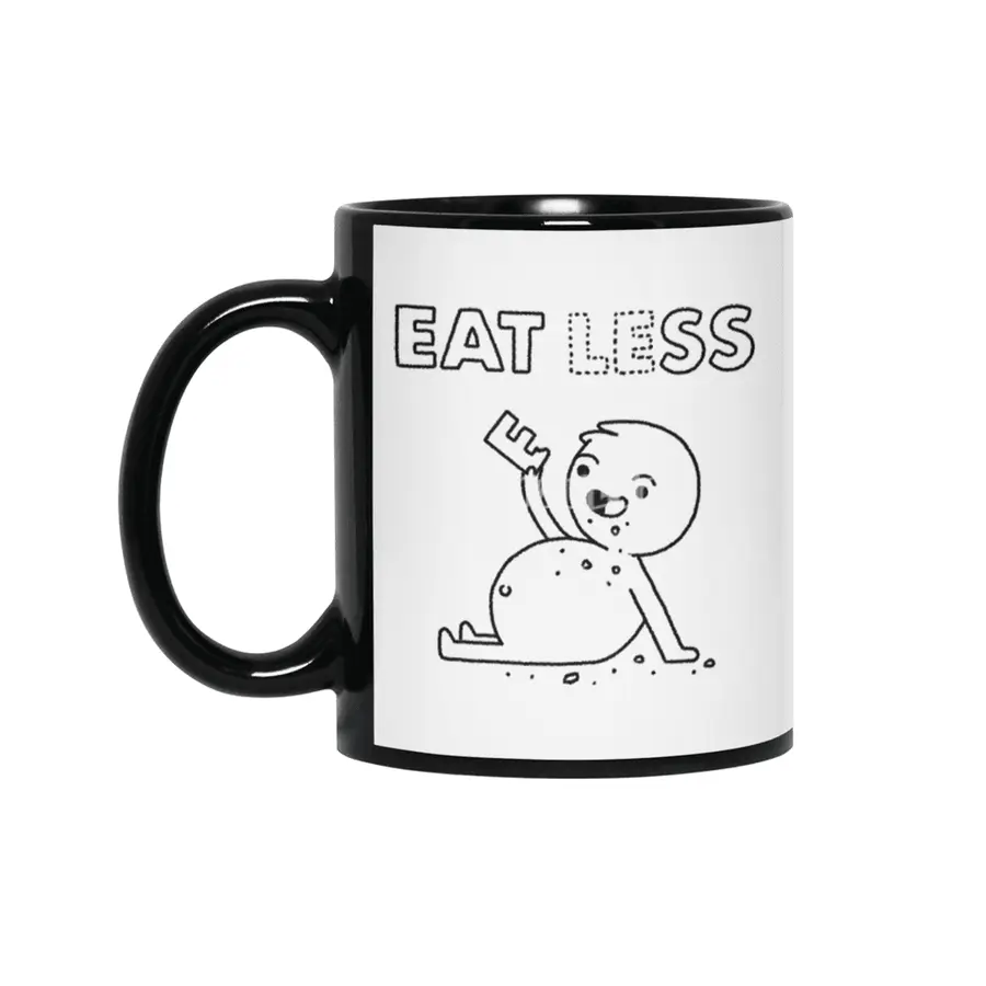 EAT LESS Siyah Kupa