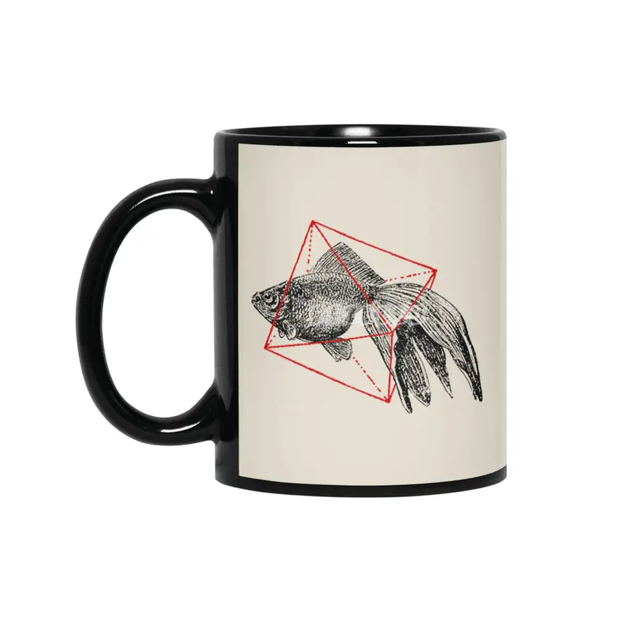 Fish in Geometrics Siyah Kupa