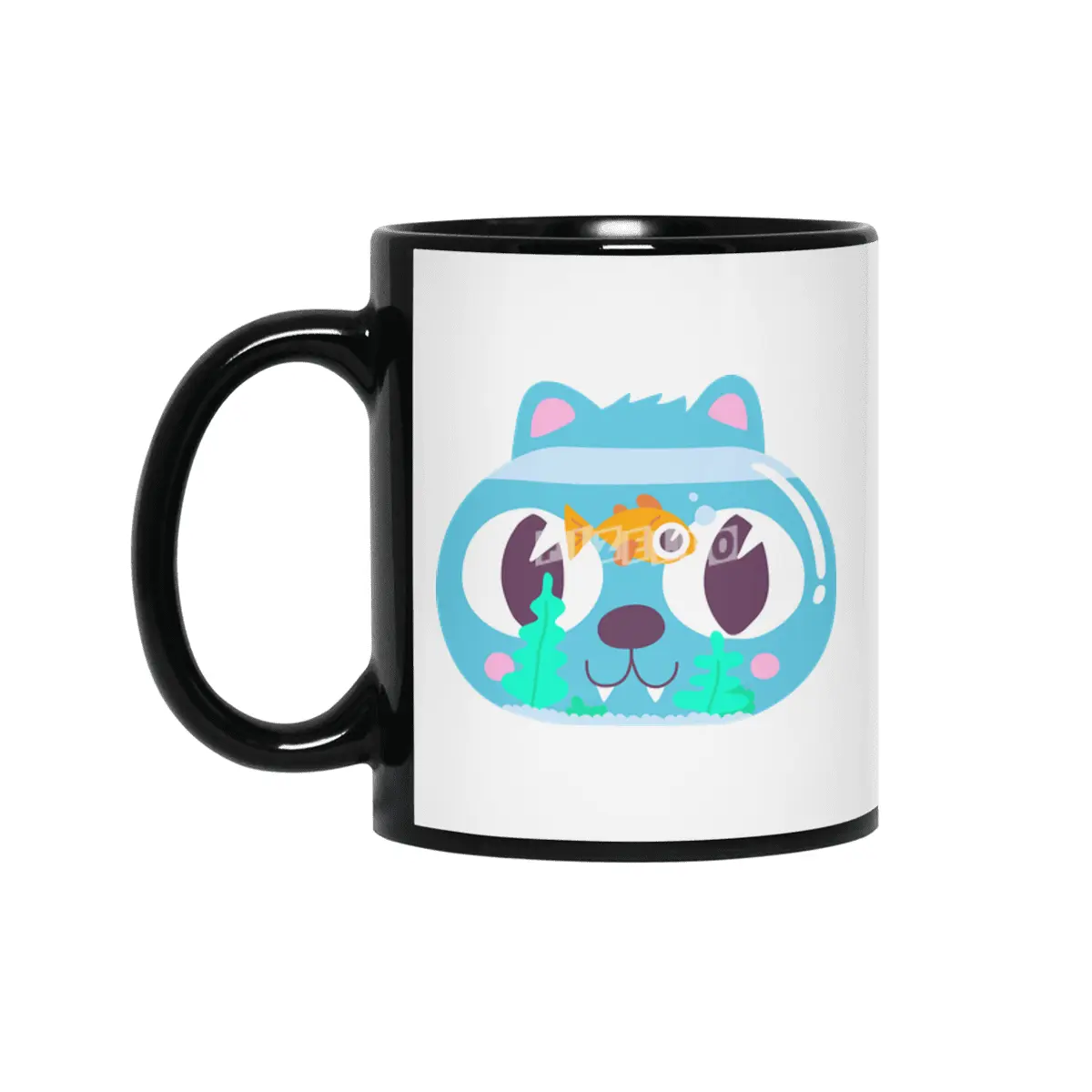 Cat & Fish Siyah Kupa
