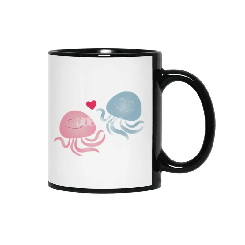 Jellyfish in love Siyah Kupa