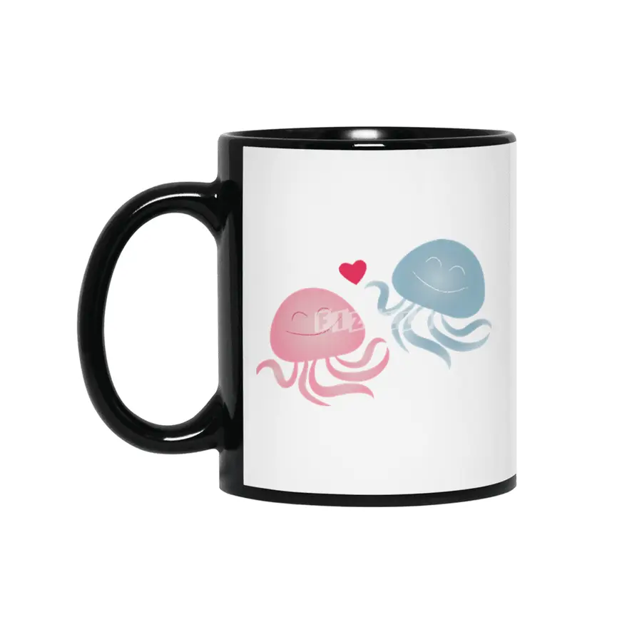 Jellyfish in love Siyah Kupa
