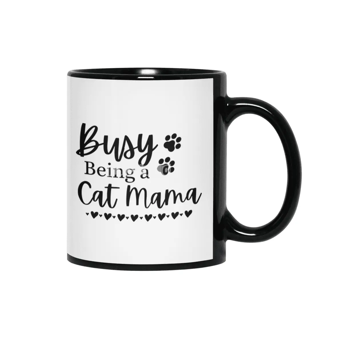 Busy Being A Cat Mama. Funny Cat Mom Quote. Siyah Kupa