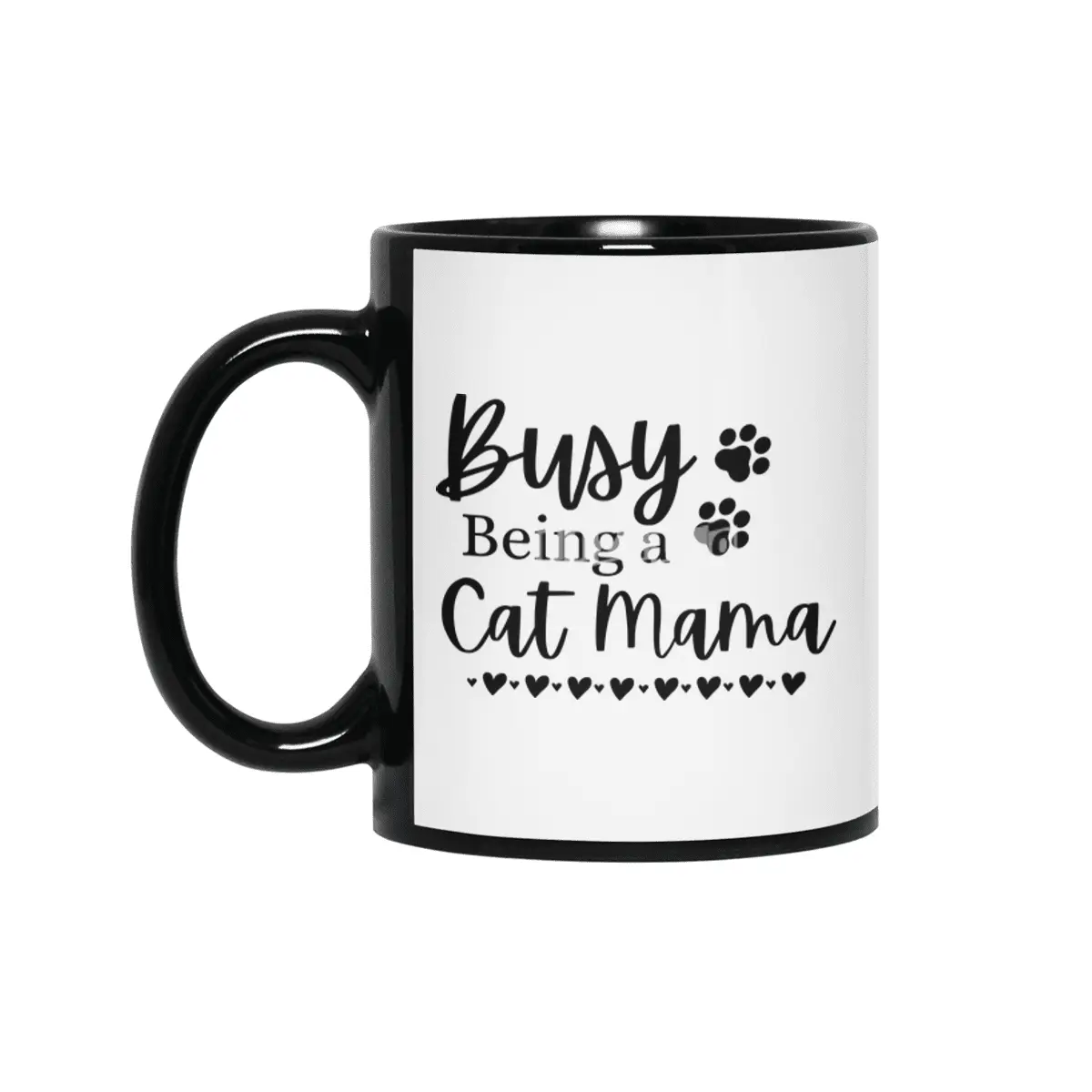 Busy Being A Cat Mama. Funny Cat Mom Quote. Siyah Kupa