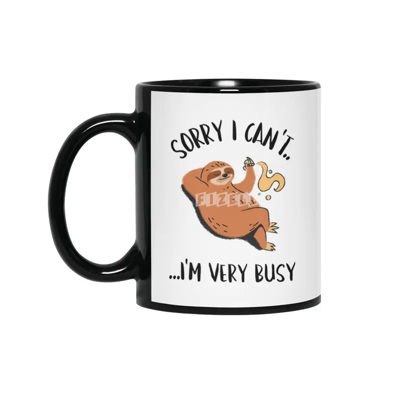 Sorry I Can't, I'm Very Busy Sloth Siyah Kupa