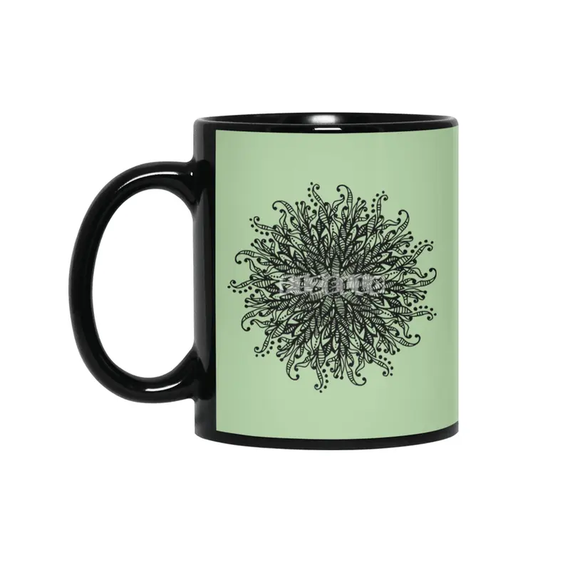 Decorative Mandala Graphic Print Design GC-005 Siyah Kupa