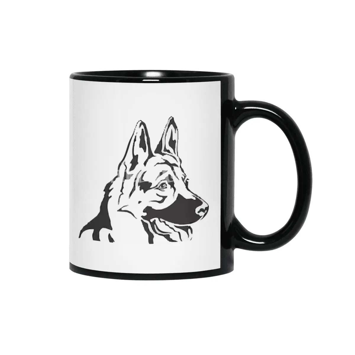 Decorative Portrait Profile Dog Siyah Kupa