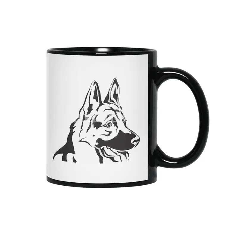 Decorative Portrait Profile Dog Siyah Kupa
