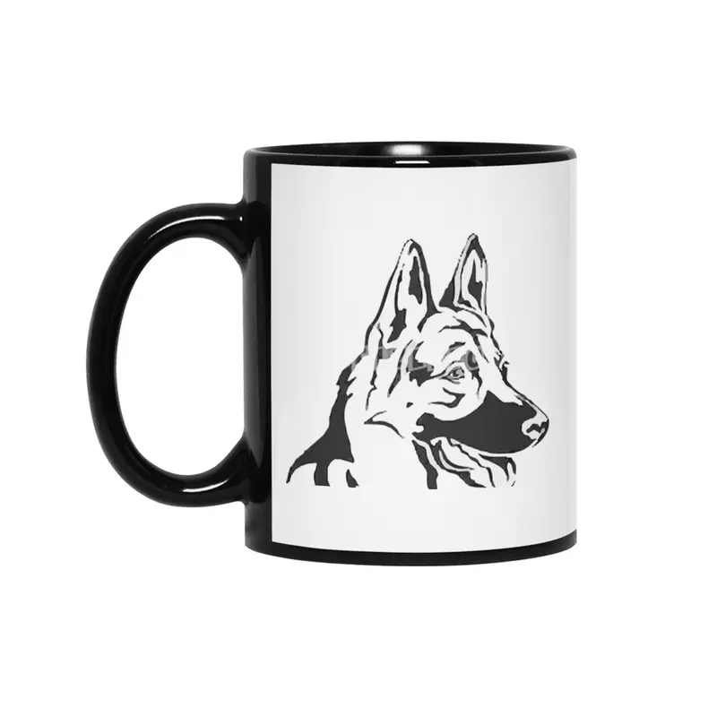 Decorative Portrait Profile Dog Siyah Kupa