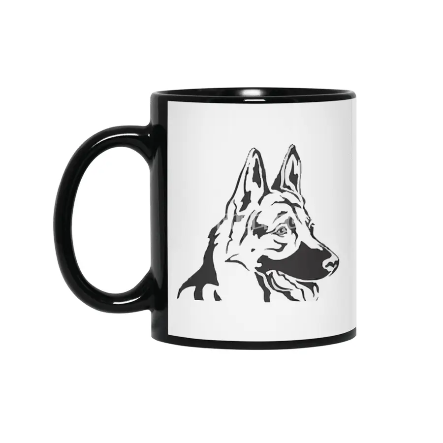 Decorative Portrait Profile Dog Siyah Kupa