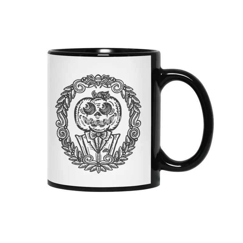 Pumpkin Gentleman Portrait Siyah Kupa