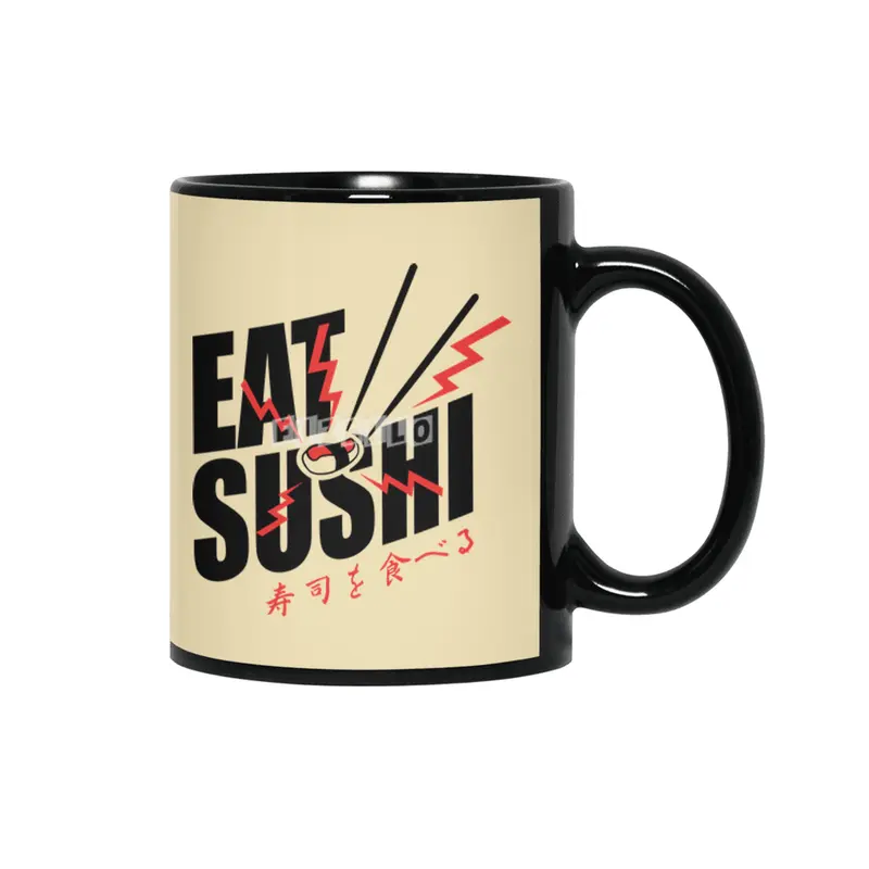 Eat sushi Siyah Kupa