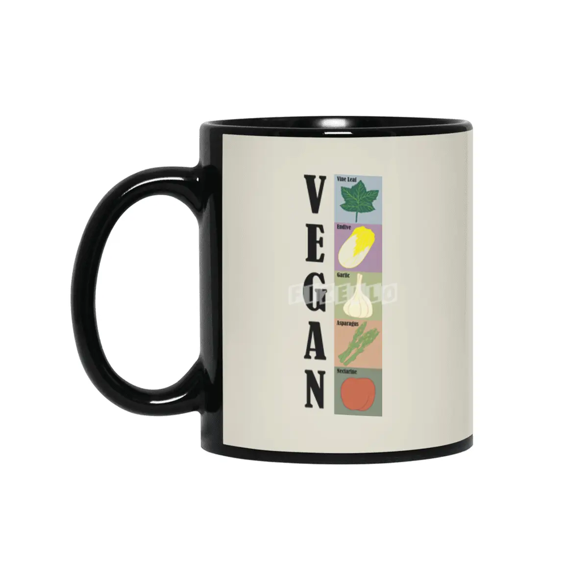 Vegan Alphabets Healthy Funny Vegetables Siyah Kupa