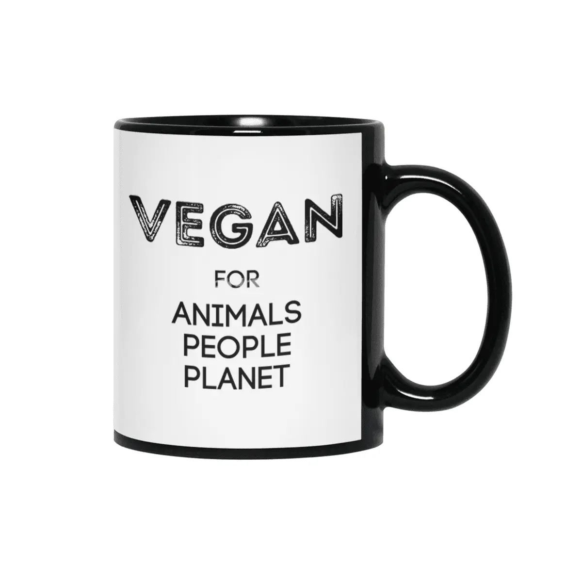 VEGAN FOR ANIMALS PEOPLE PLANET Siyah Kupa