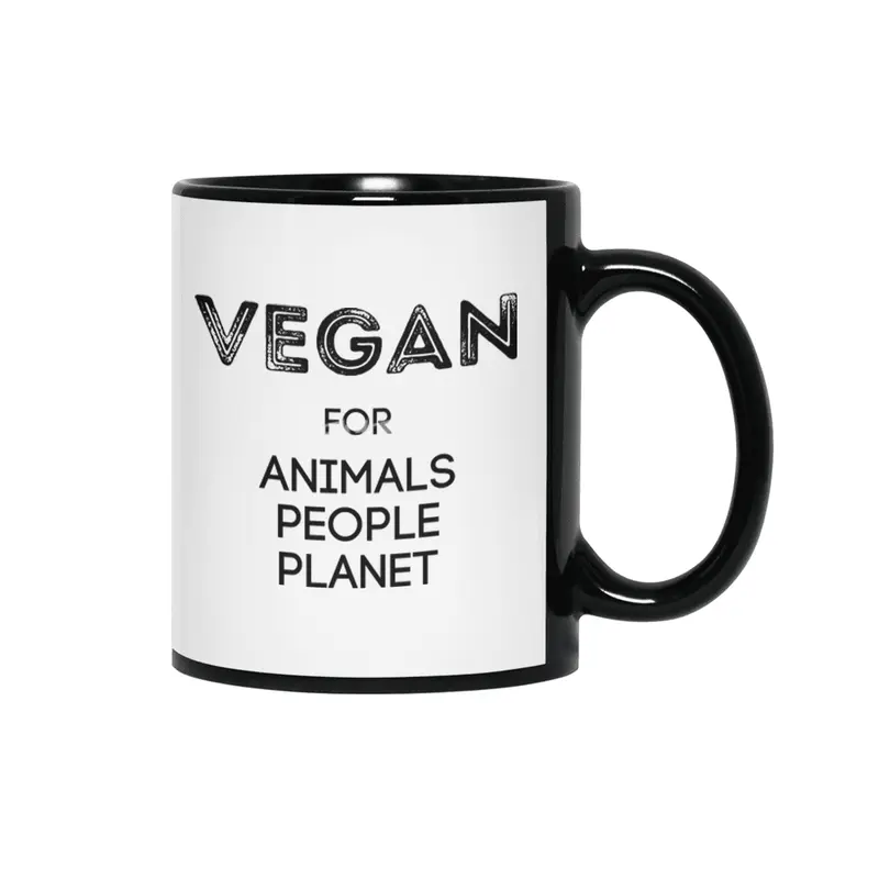 VEGAN FOR ANIMALS PEOPLE PLANET Siyah Kupa