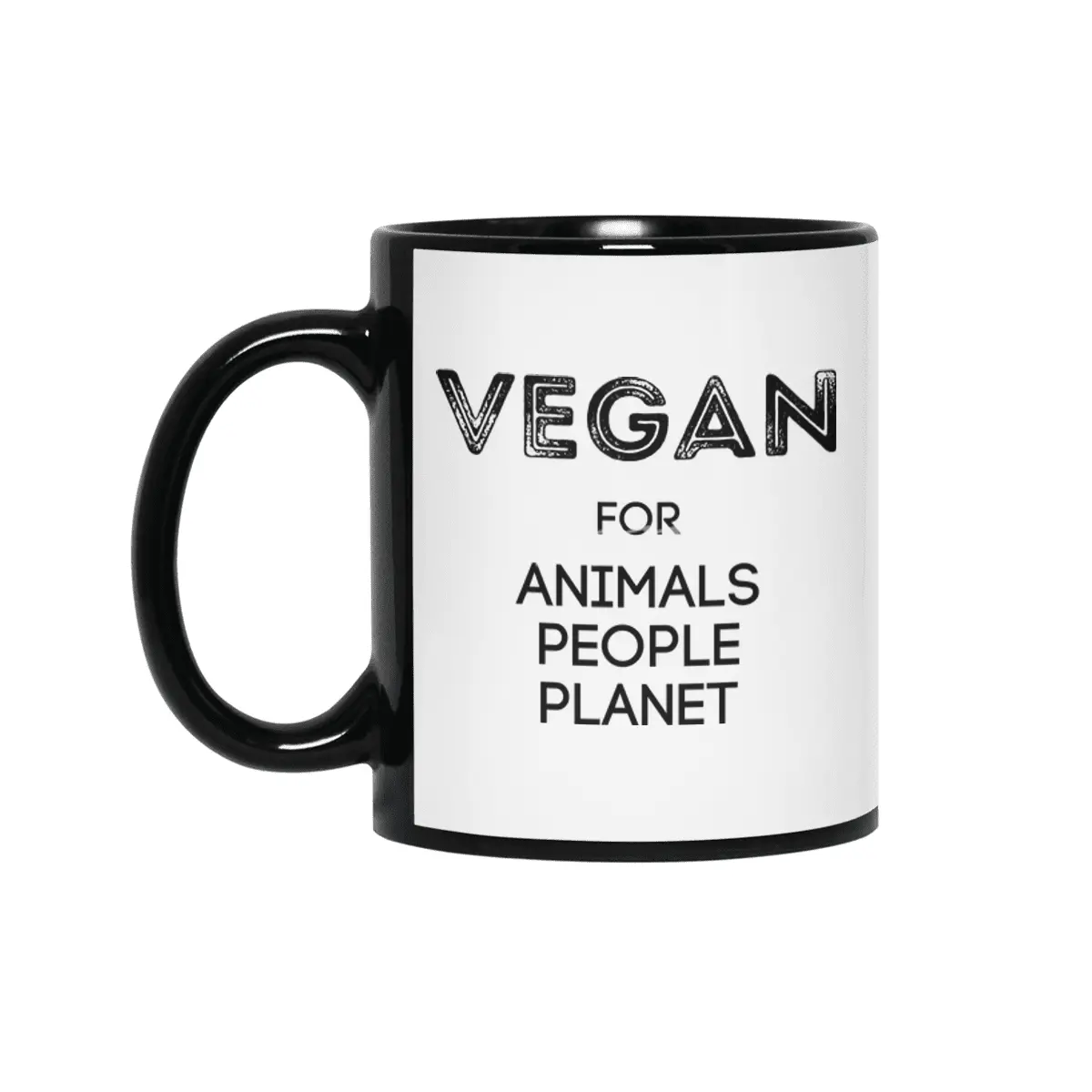 VEGAN FOR ANIMALS PEOPLE PLANET Siyah Kupa