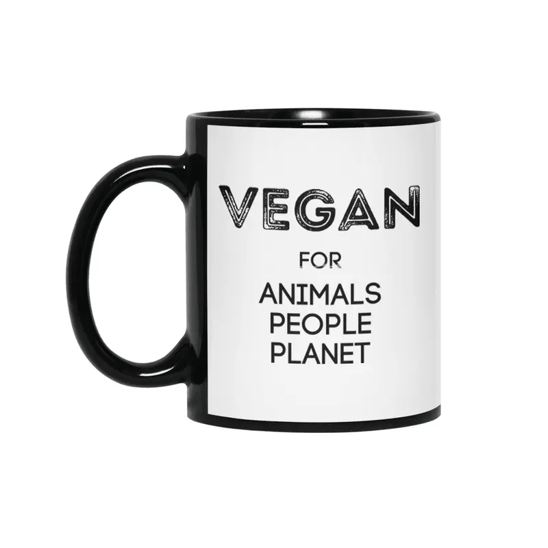 VEGAN FOR ANIMALS PEOPLE PLANET Siyah Kupa