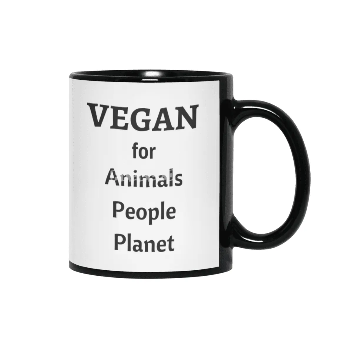 VEGAN for Animals People Planet Siyah Kupa