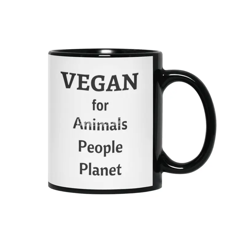 VEGAN for Animals People Planet Siyah Kupa