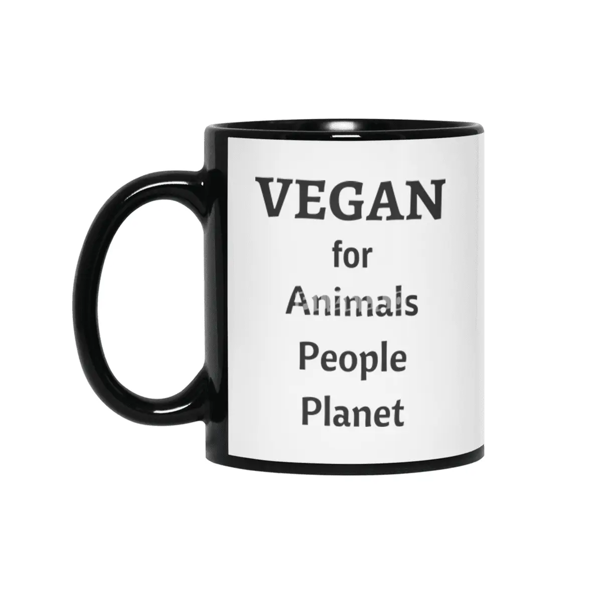 VEGAN for Animals People Planet Siyah Kupa