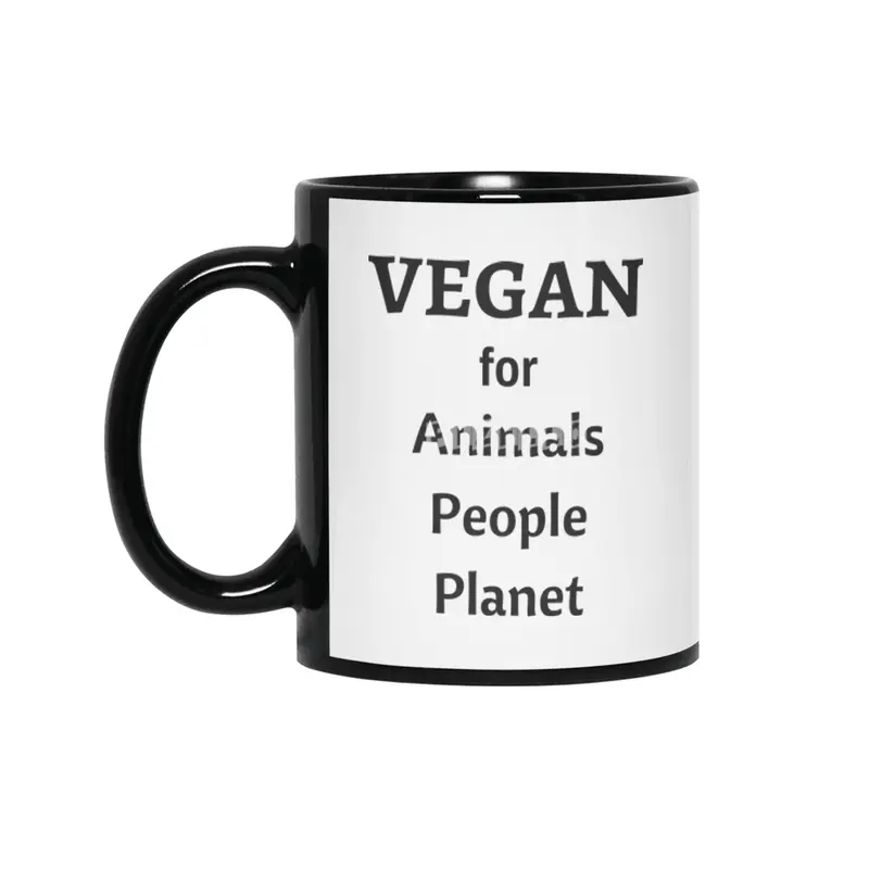 VEGAN for Animals People Planet Siyah Kupa