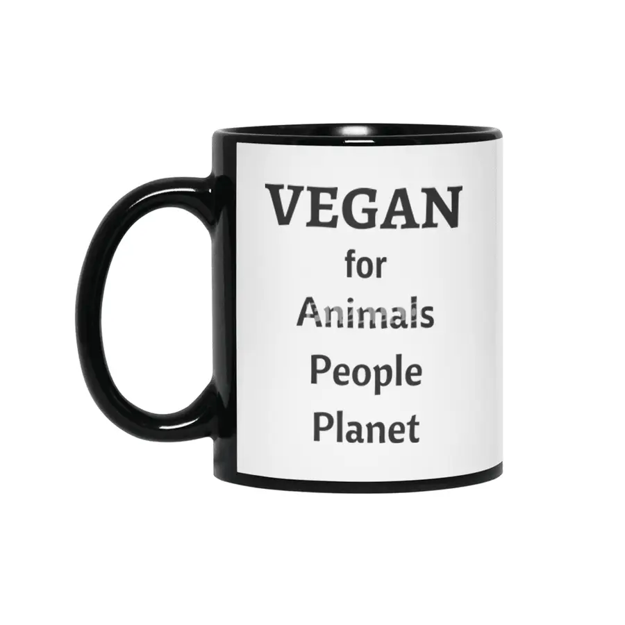 VEGAN for Animals People Planet Siyah Kupa