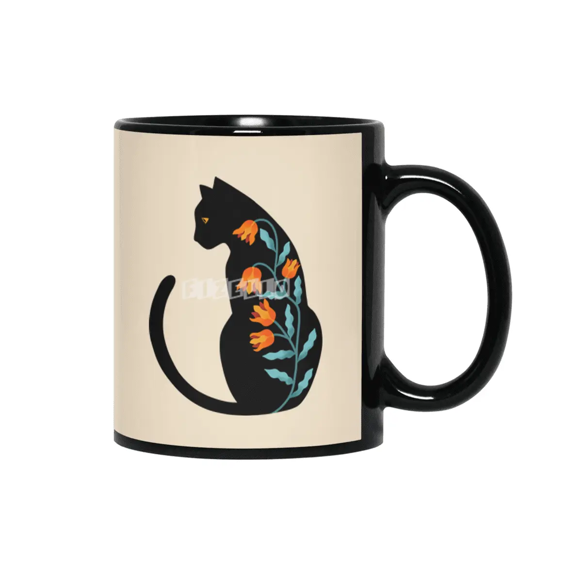 CAT FLORAL Siyah Kupa