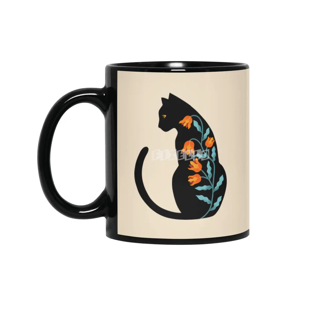 CAT FLORAL Siyah Kupa