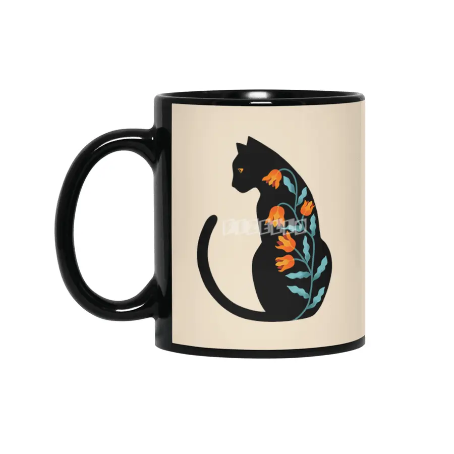 CAT FLORAL Siyah Kupa