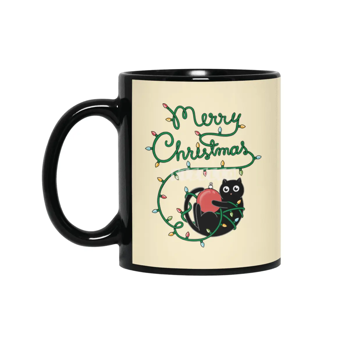 Cat merry christmas Siyah Kupa
