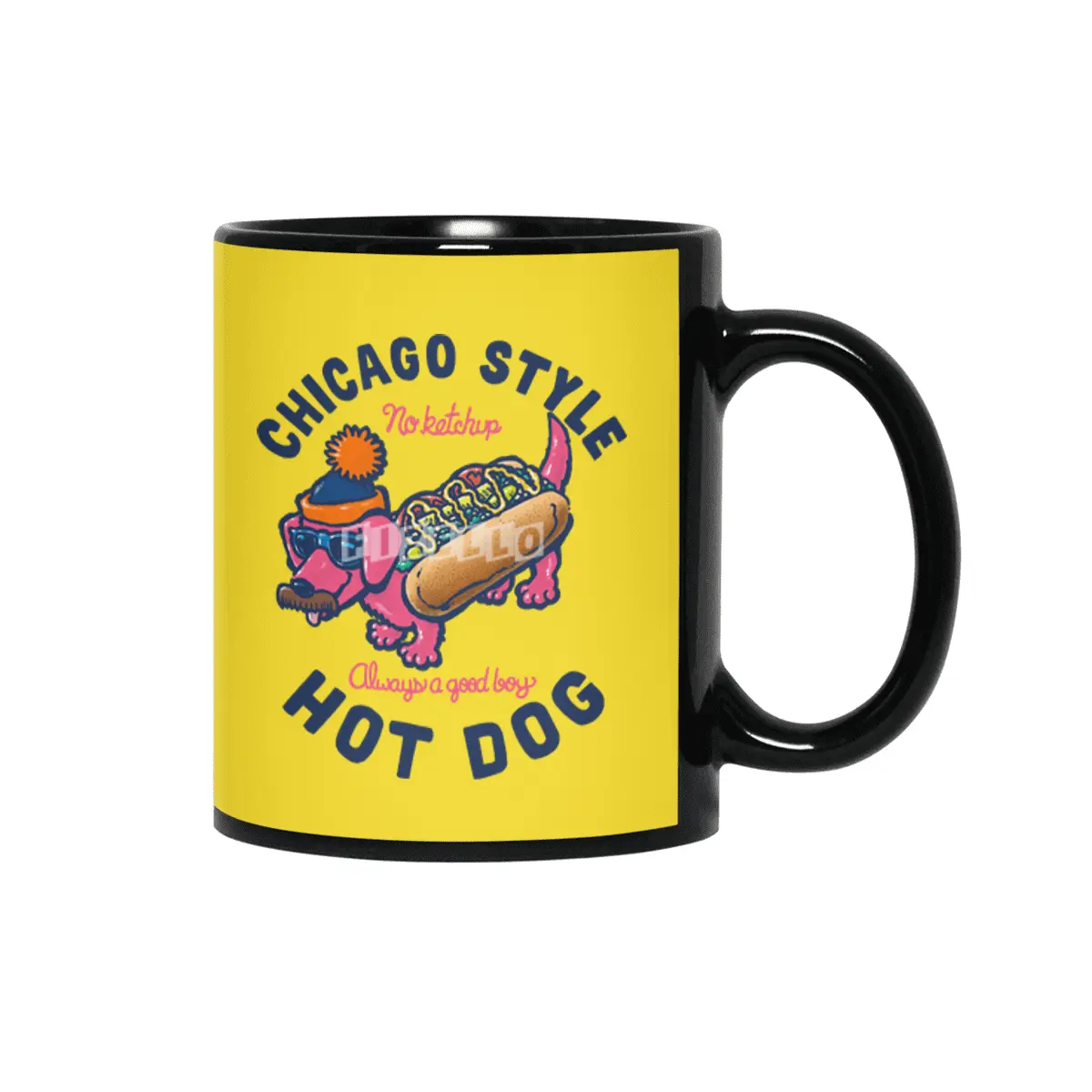 Da Chicago Dog With Text Siyah Kupa