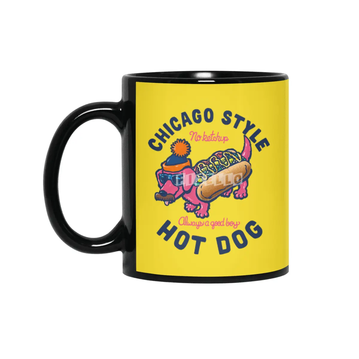 Da Chicago Dog With Text Siyah Kupa