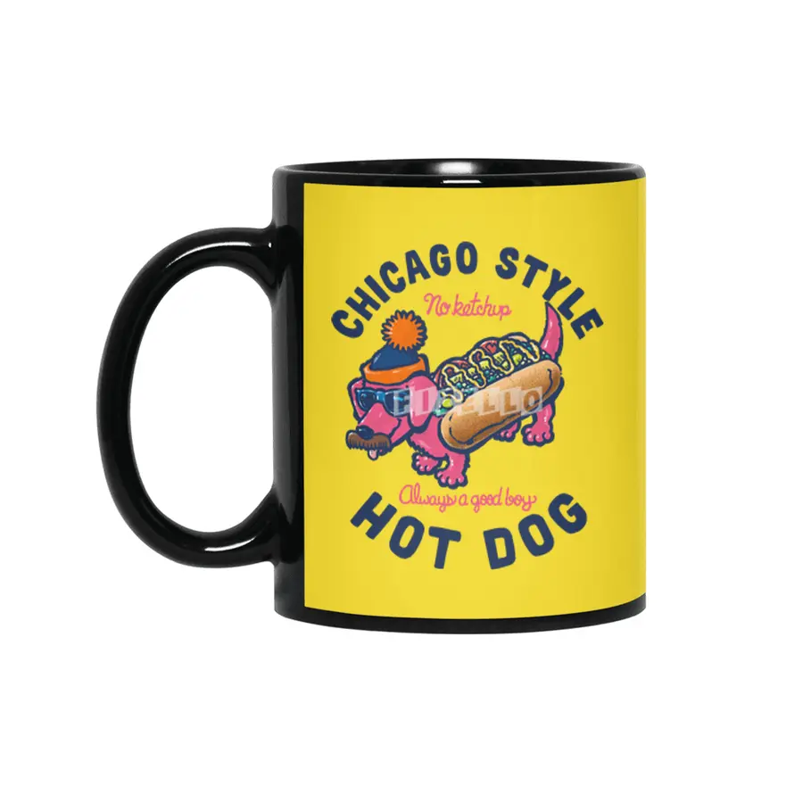 Da Chicago Dog With Text Siyah Kupa