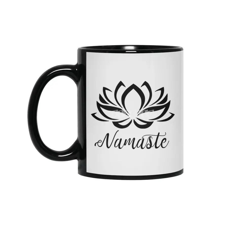Namaste Yoga Calm Good Vibes Siyah Kupa