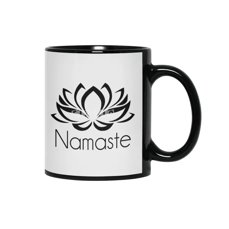 Namaste Yoga Calm Good Vibes Siyah Kupa