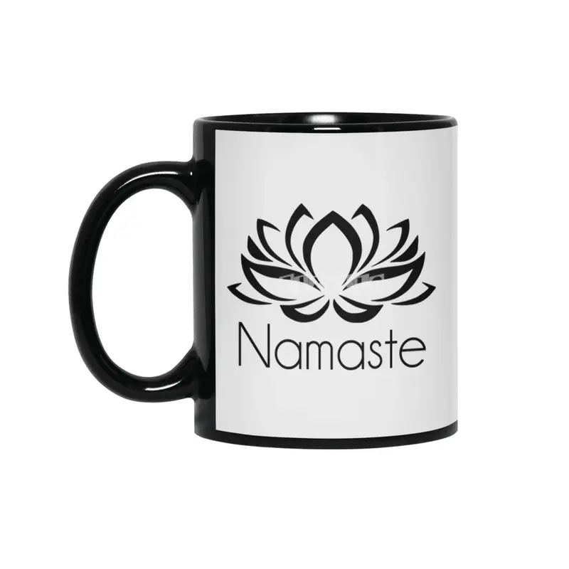 Namaste Yoga Calm Good Vibes Siyah Kupa