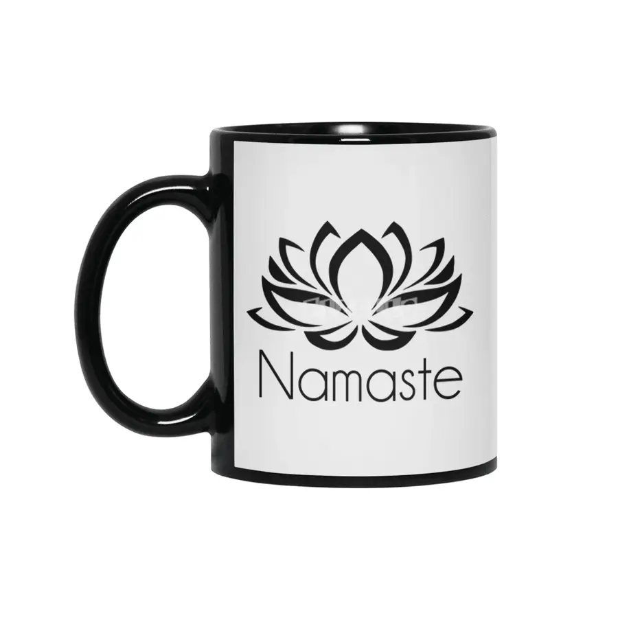 Namaste Yoga Calm Good Vibes Siyah Kupa