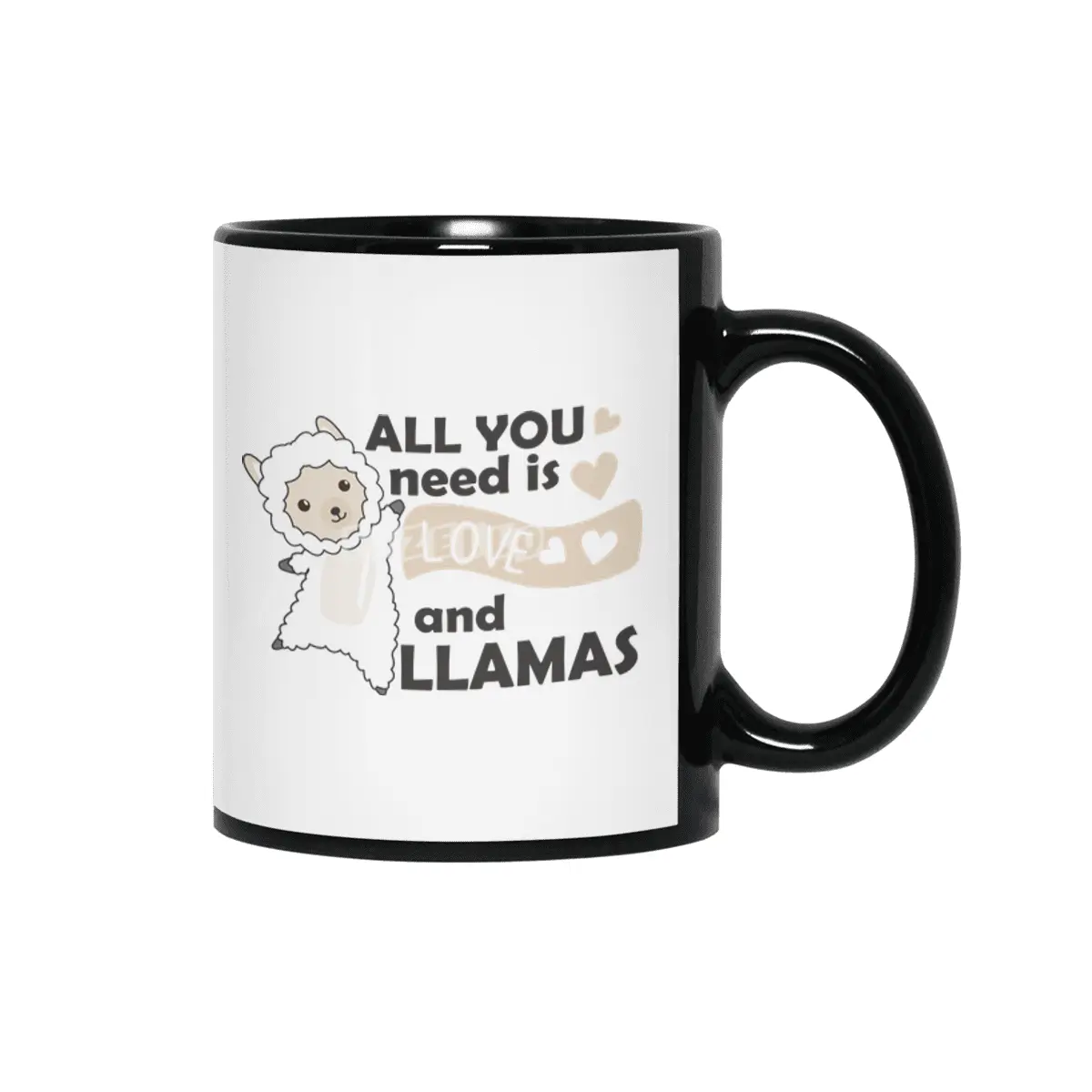 All You Need Is Love And Llama's Sweet Llama Heart Siyah Kupa