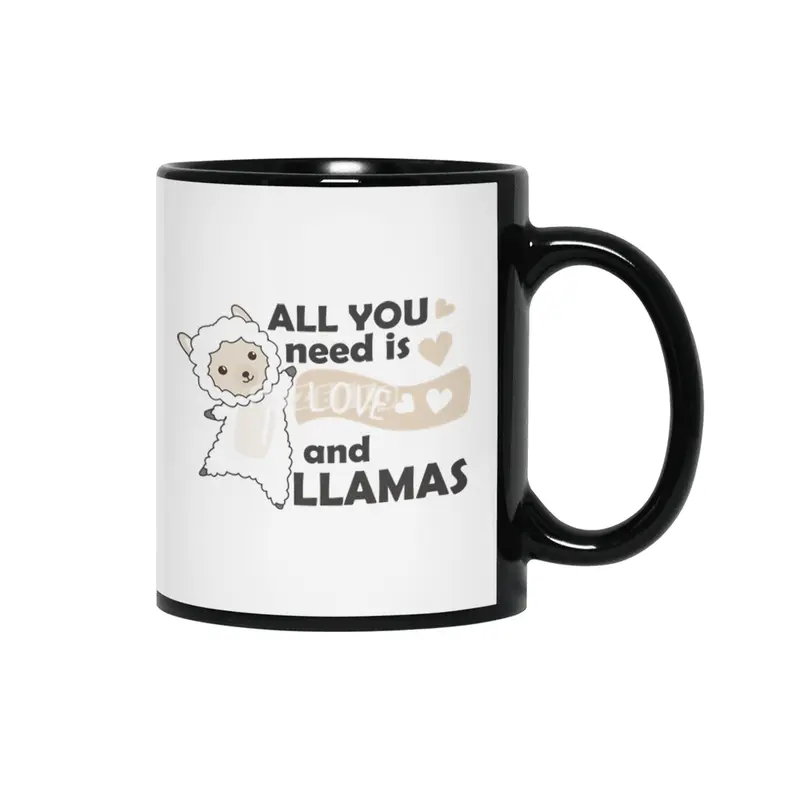 All You Need Is Love And Llama's Sweet Llama Heart Siyah Kupa