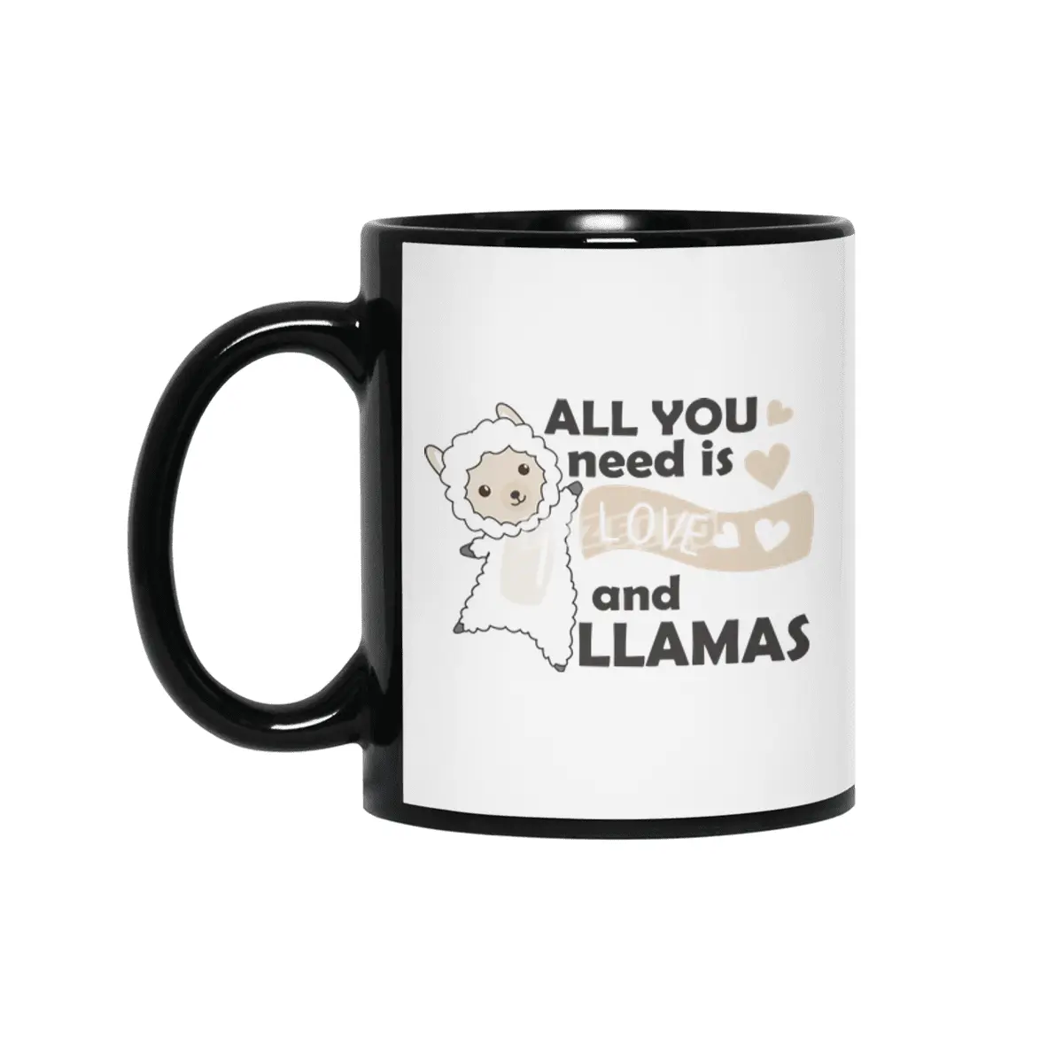 All You Need Is Love And Llama's Sweet Llama Heart Siyah Kupa