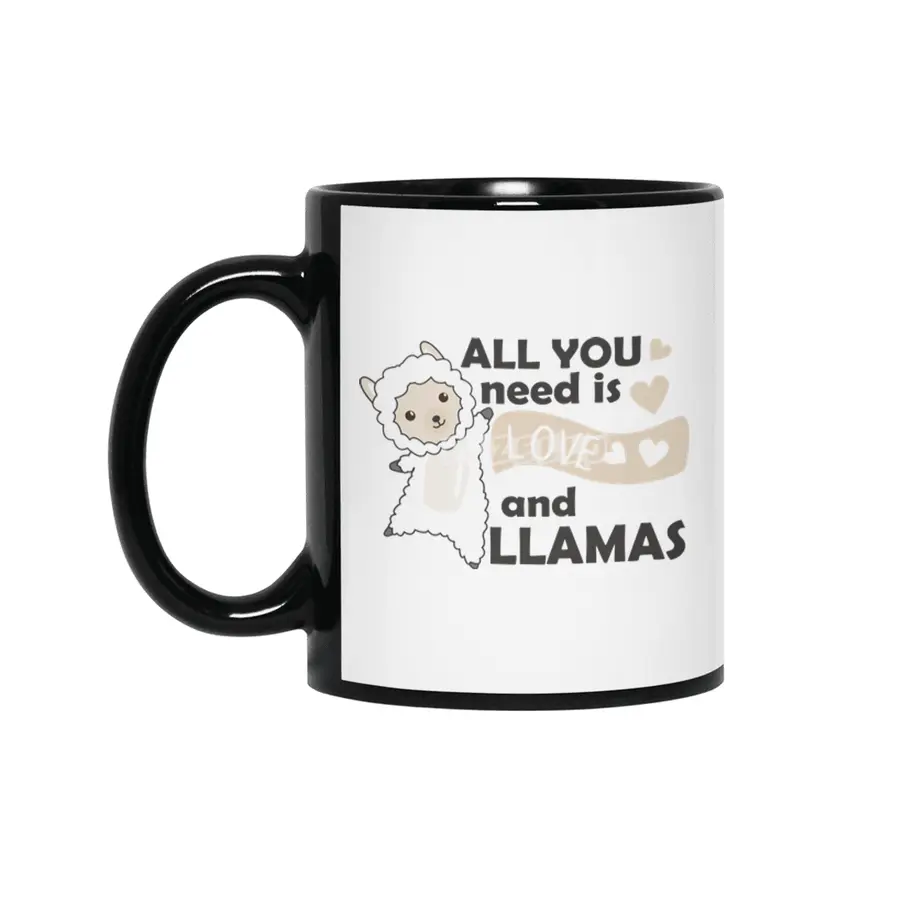 All You Need Is Love And Llama's Sweet Llama Heart Siyah Kupa