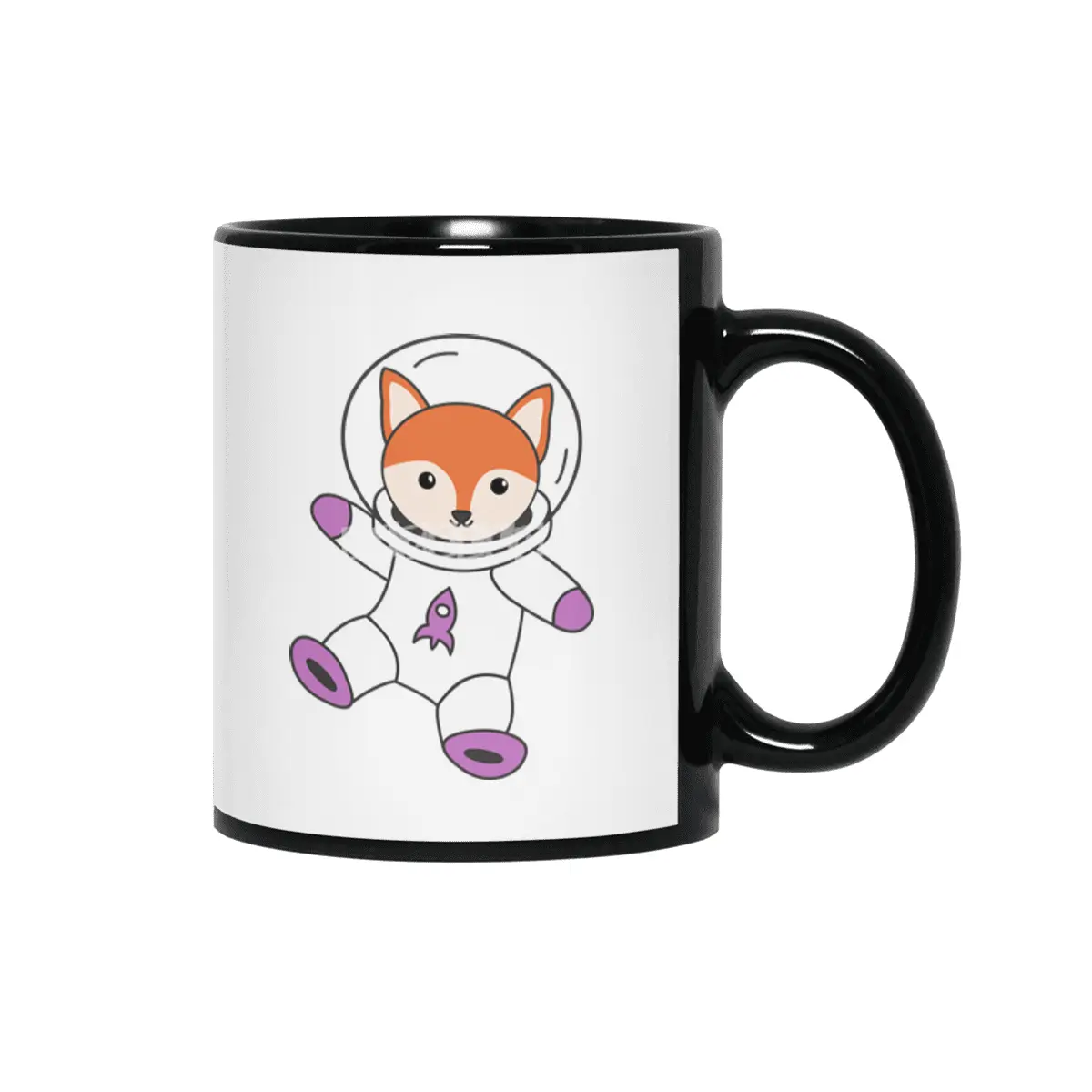Astronaut Fox Orange Cute Animals Earth Mars Siyah Kupa