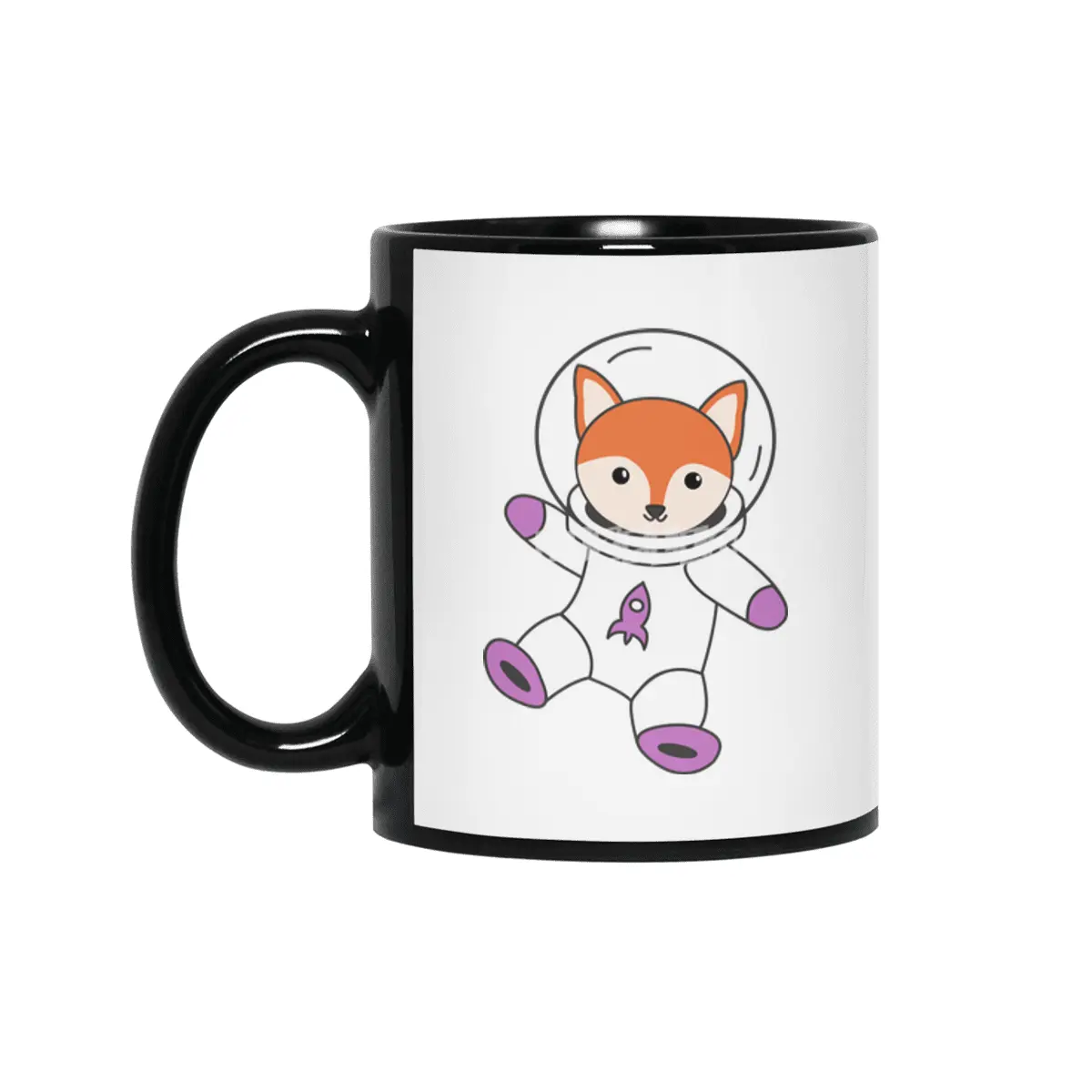 Astronaut Fox Orange Cute Animals Earth Mars Siyah Kupa