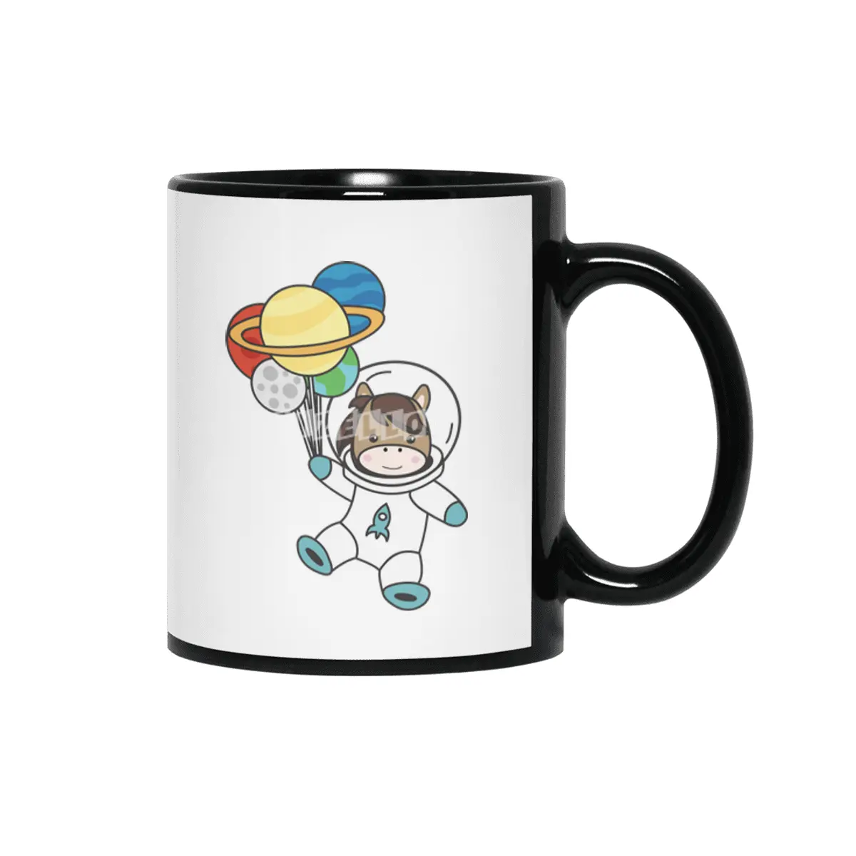 Astronaut Horse Ponny Planet Earth Mars Siyah Kupa
