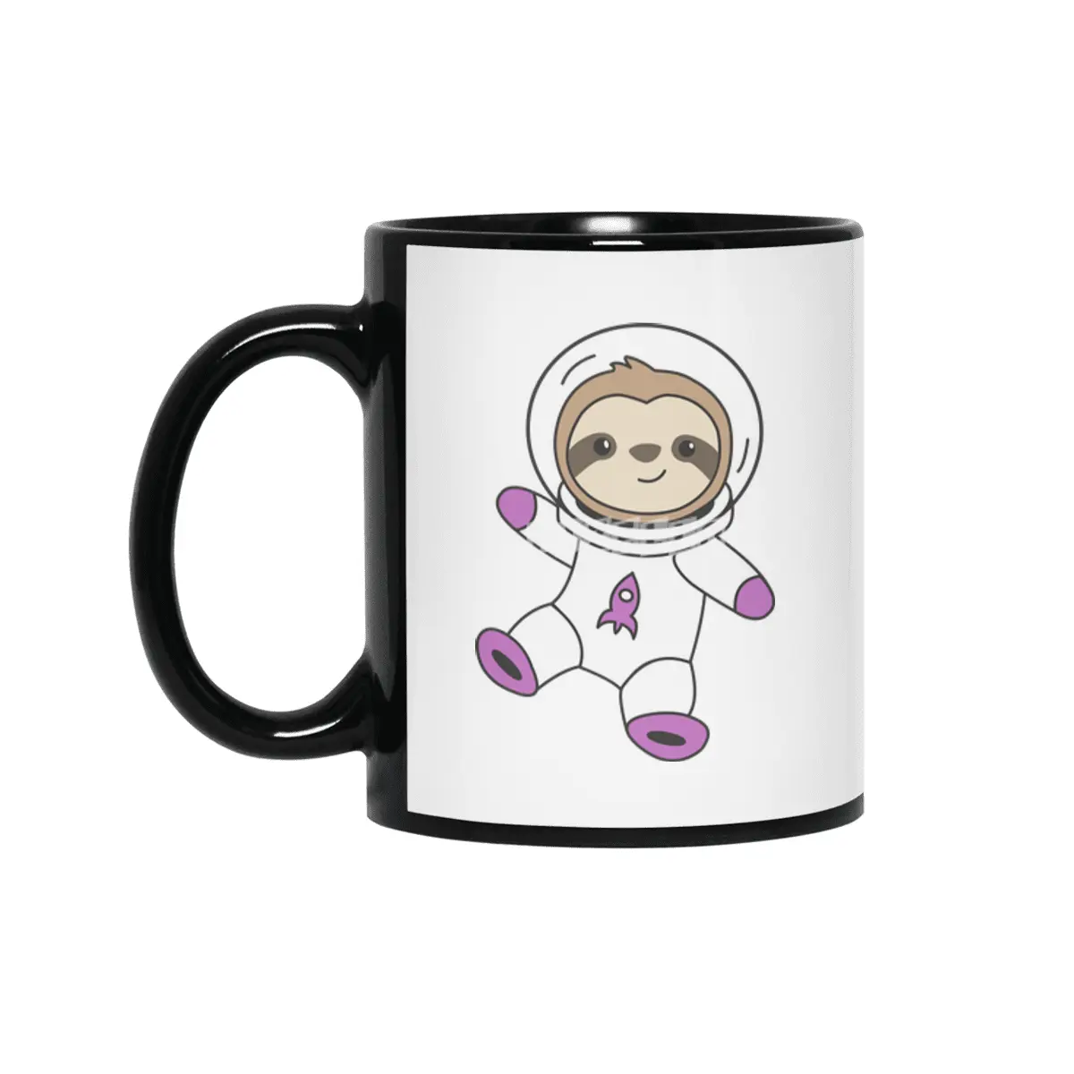 Astronaut Sloth Planet Earth Mars Space Siyah Kupa