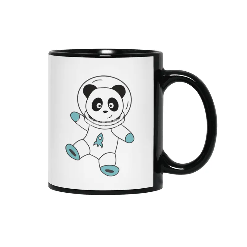 Astronauts Pandas Planet Earth Space Siyah Kupa