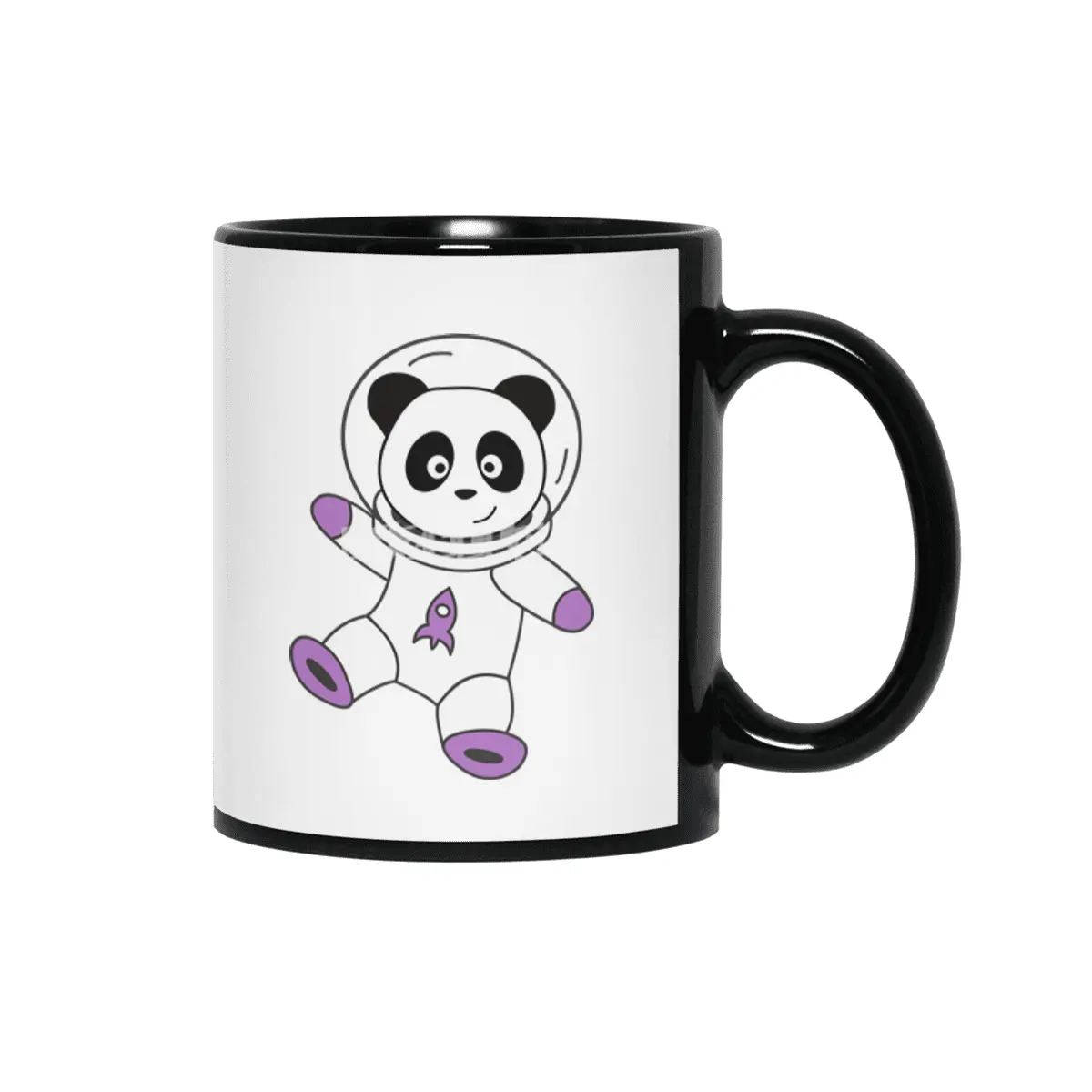 Astronauts Pandas Planet Earth Space Siyah Kupa